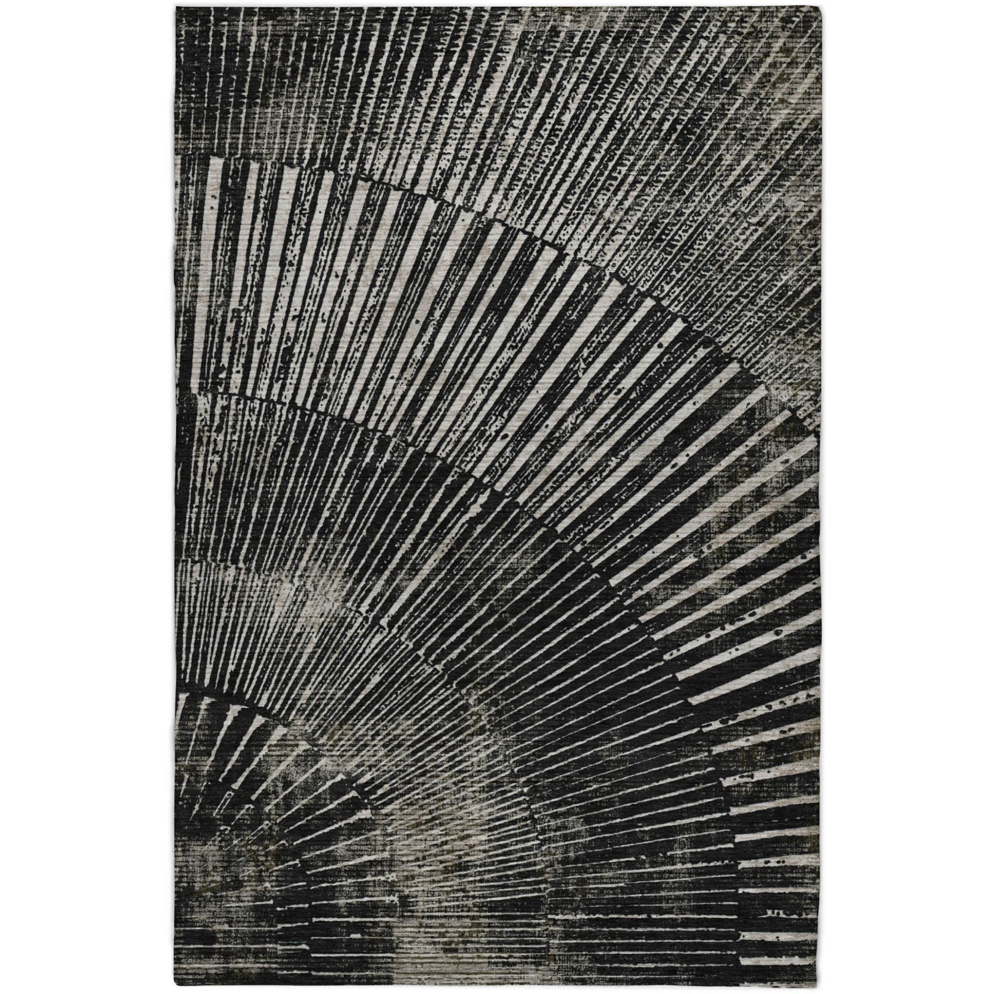 10' X 14' Black And Gray Geometric Shag Washable Area Rug With UV Protection - Home & Garden