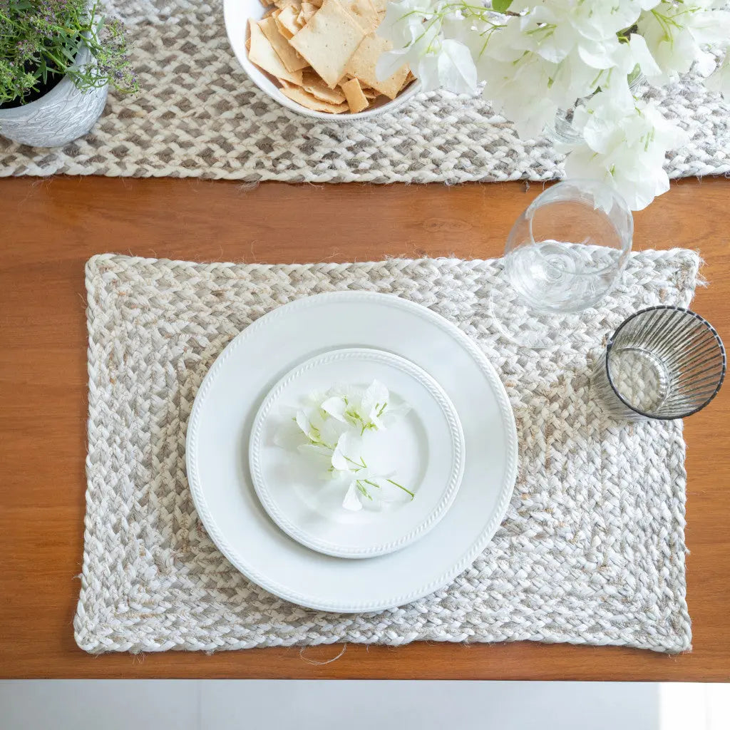 80" Brown Ivory And Natural Braided Jute Table Runner Homeroots Kitchen & Dining