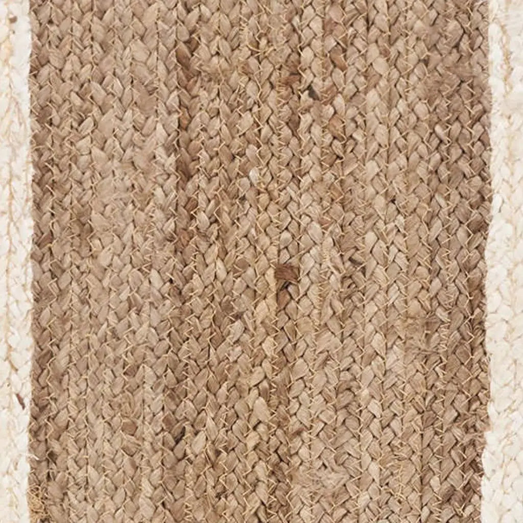 80" Natural And Cream Geometric Bordered Jute Table Runner Homeroots Kitchen & Dining