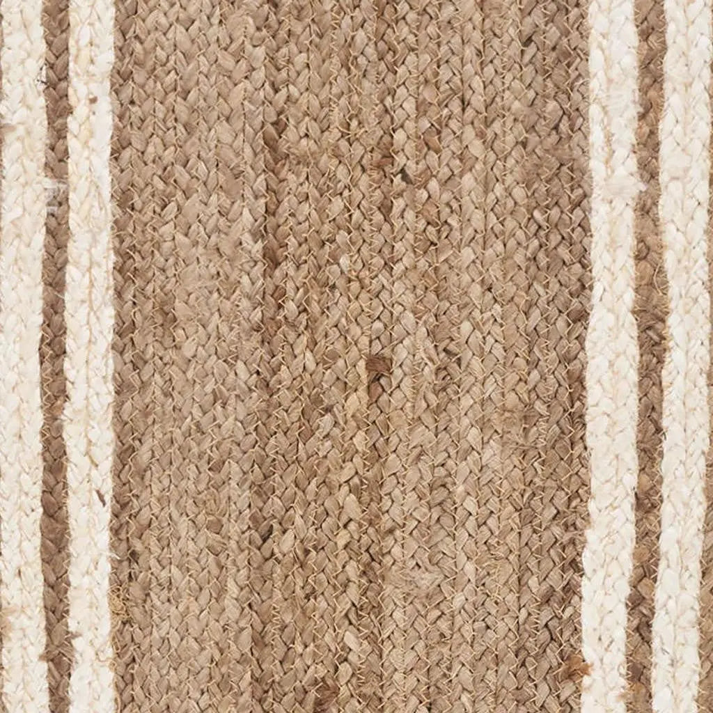 80" Natural And Cream Geometric Bordered Jute Table Runner Homeroots Kitchen & Dining