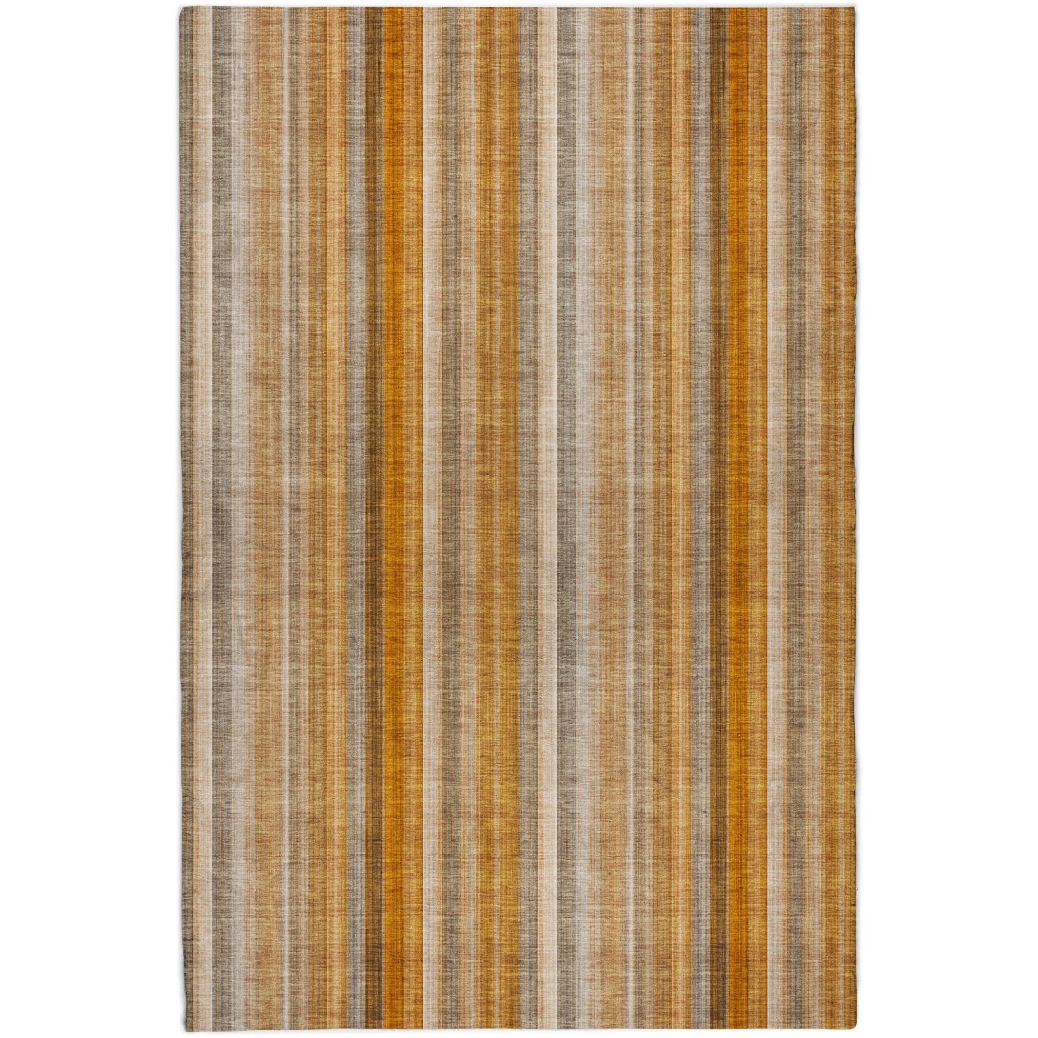10' X 14' Orange And Gray Striped Shag Washable Area Rug With UV Protection - Home & Garden