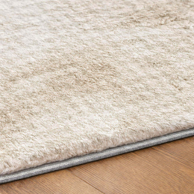 5' X 8' Linen And Ivory Houndstooth Shag Washable Area Rug With UV Protection - Home & Garden