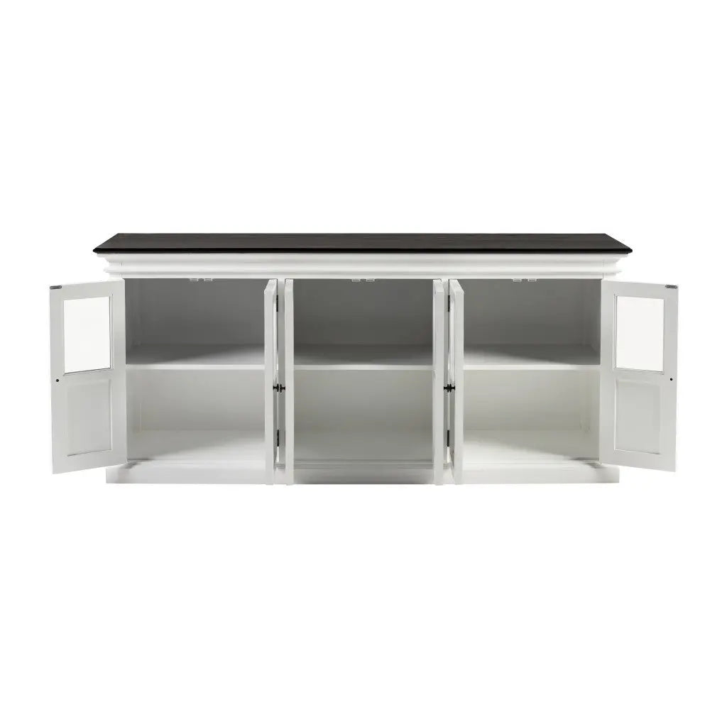 81" Black And White Solid Wood Buffet Table With Six Doors Homeroots Kitchen & Dining