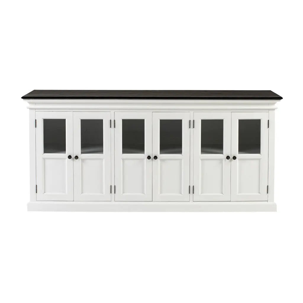 81" Black And White Solid Wood Buffet Table With Six Doors Homeroots Kitchen & Dining