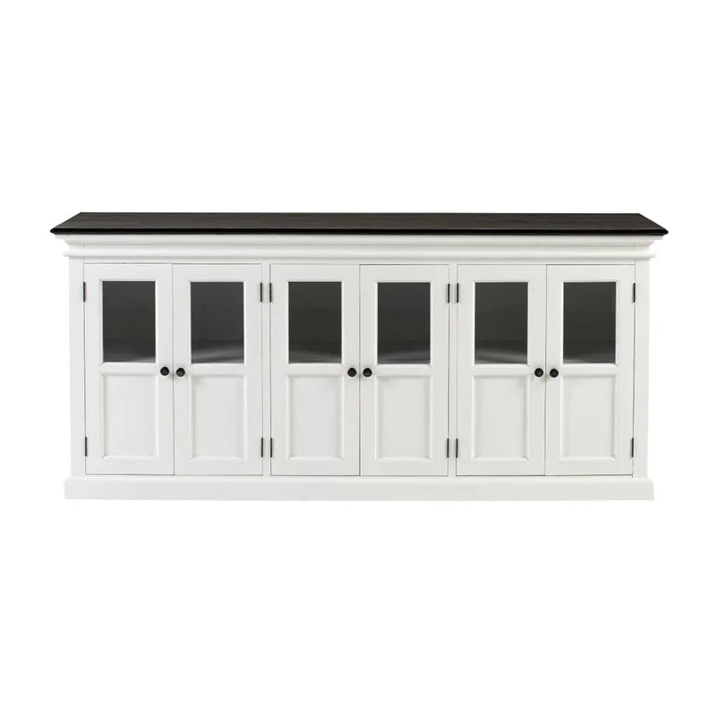 81" Black And White Solid Wood Buffet Table With Six Doors Homeroots Kitchen & Dining