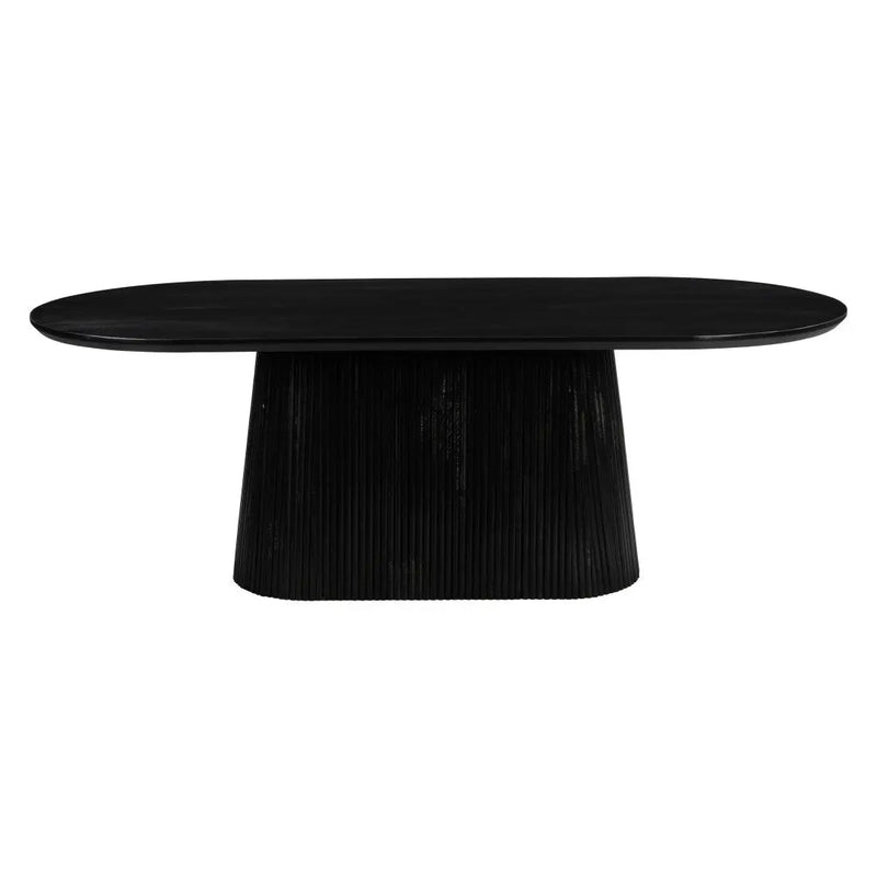 81" Black Wood Pedestal Base Oval Dining Table Homeroots Kitchen & Dining