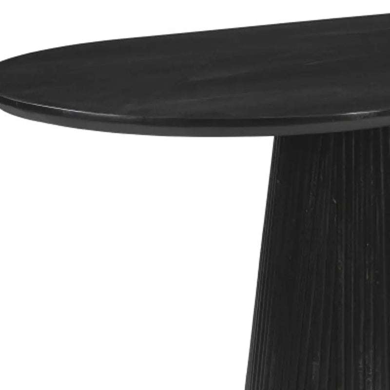 81" Black Wood Pedestal Base Oval Dining Table Homeroots Kitchen & Dining