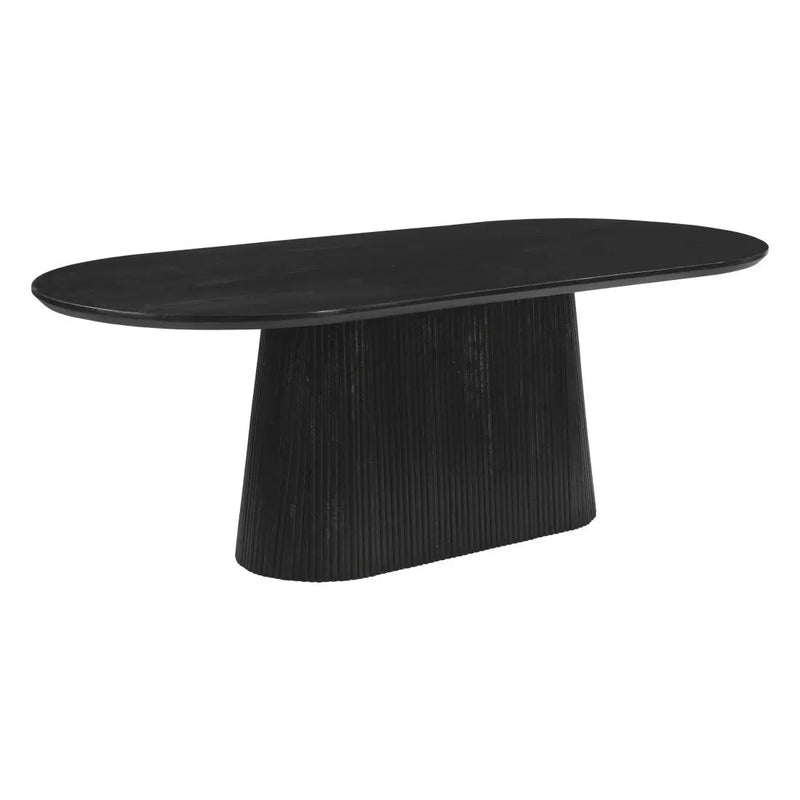 81" Black Wood Pedestal Base Oval Dining Table Homeroots Kitchen & Dining