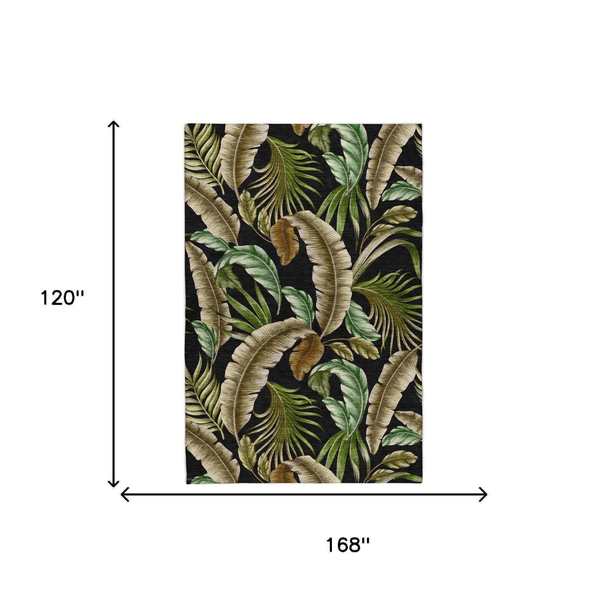 10' X 14' Midnight And Chocolate Floral Shag Washable Area Rug With UV Protection - Home & Garden