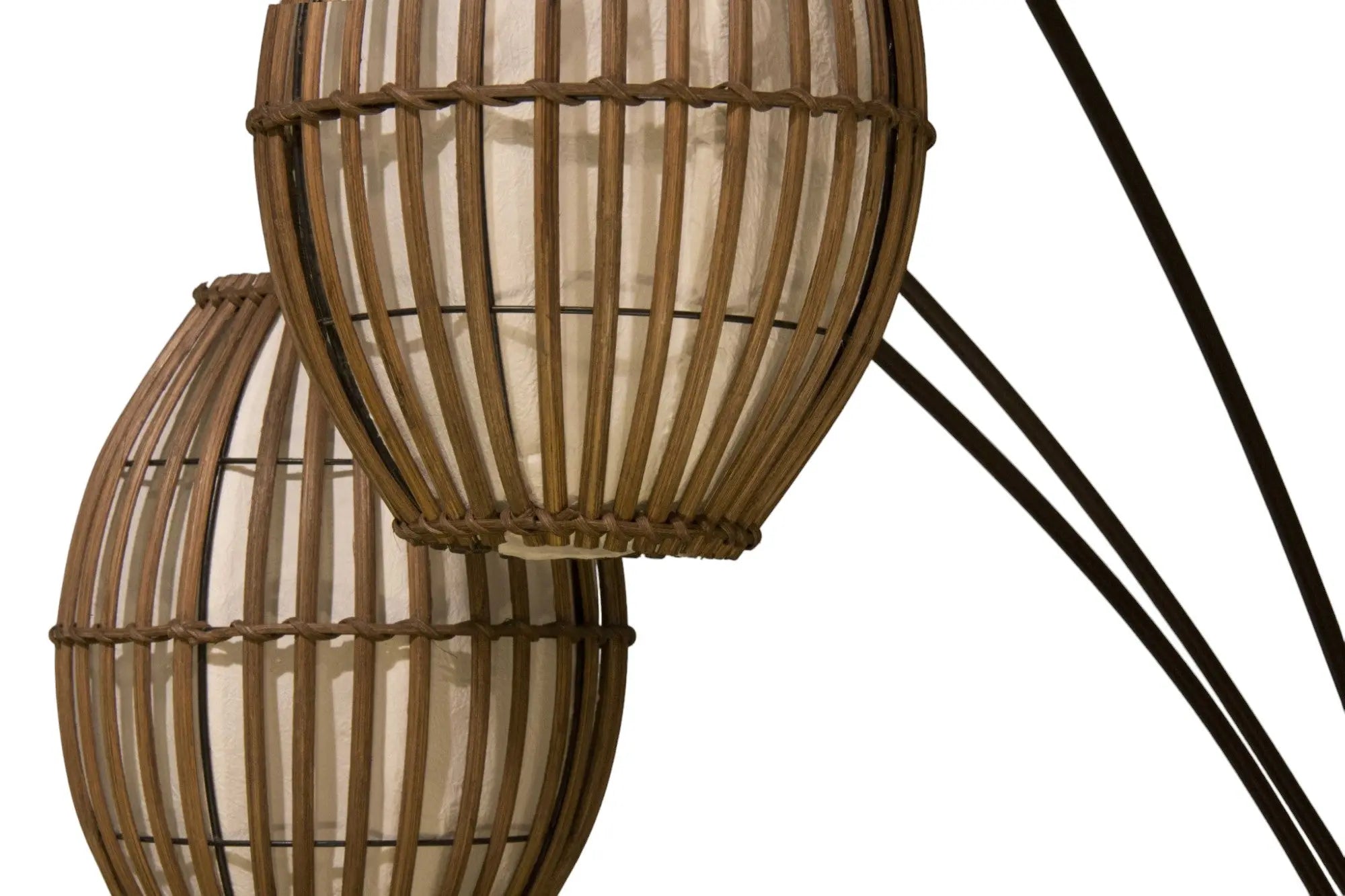 82" Bronze Three Light Tree Floor Lamp With Beige Wicker Cage Shade Homeroots Lighting