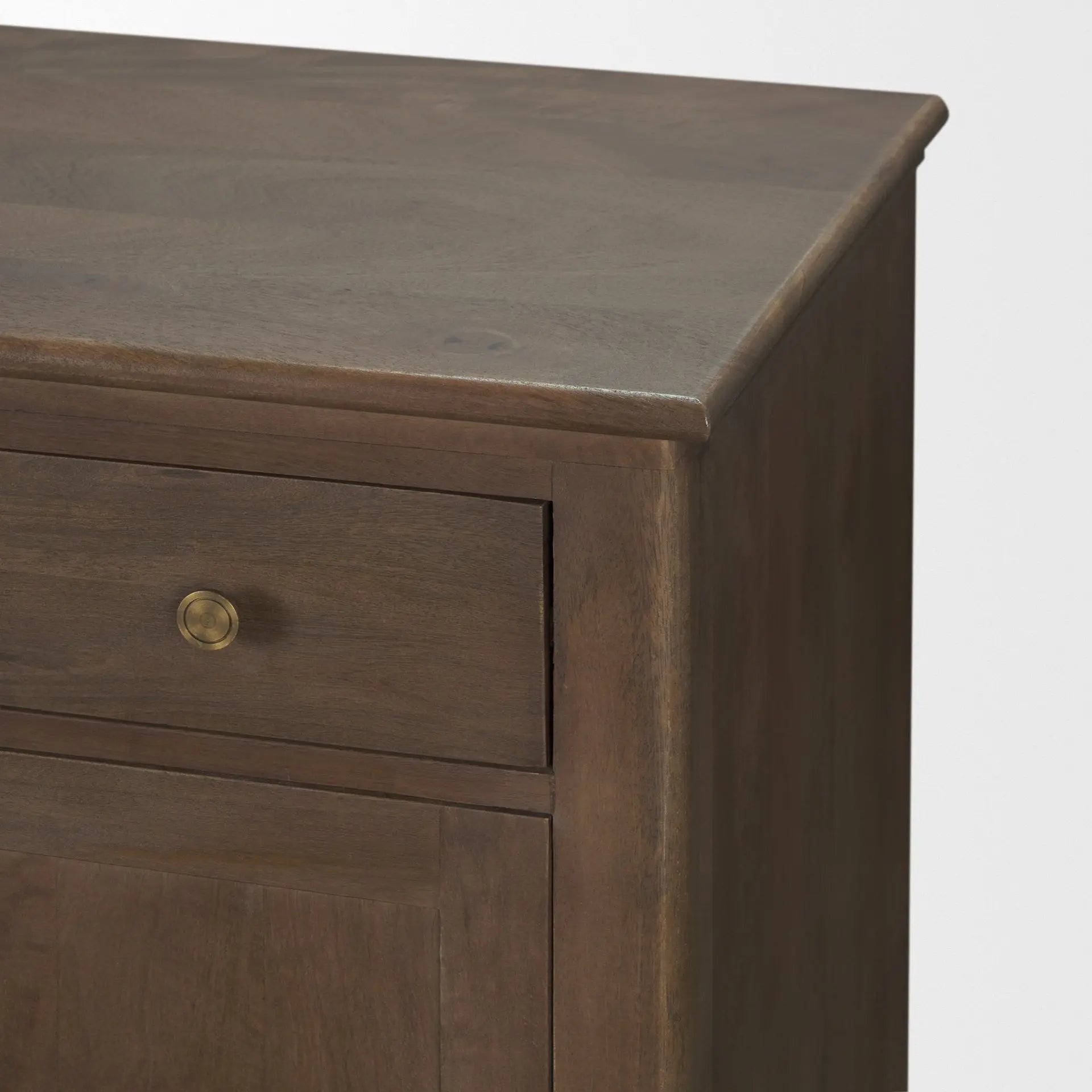 82" Brown Solid Wood Three Drawer Sideboard With Six Doors Homeroots Kitchen & Dining