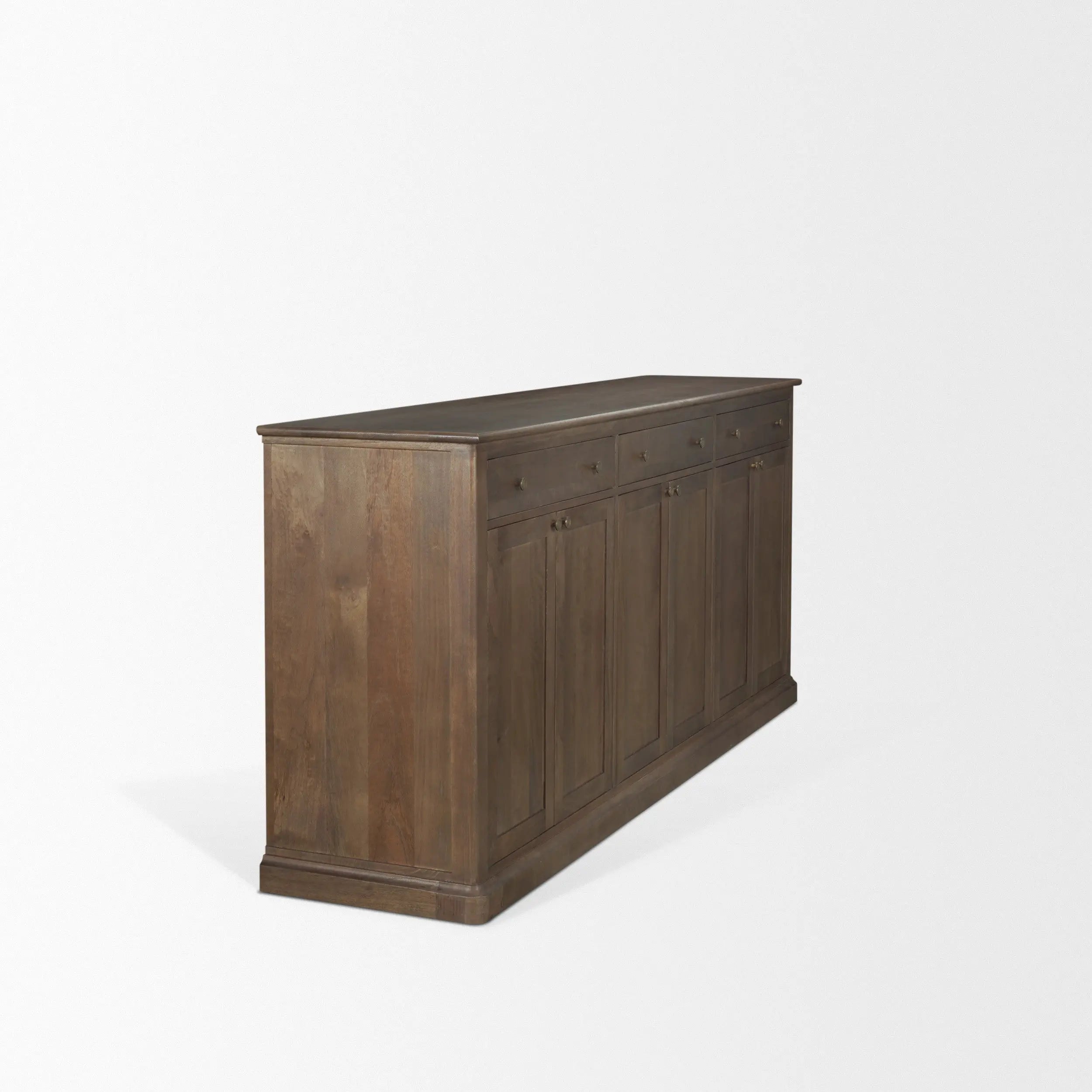 82" Brown Solid Wood Three Drawer Sideboard With Six Doors Homeroots Kitchen & Dining