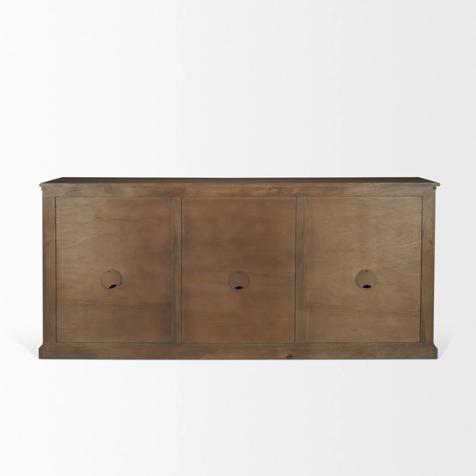 82" Brown Solid Wood Three Drawer Sideboard With Six Doors Homeroots Kitchen & Dining
