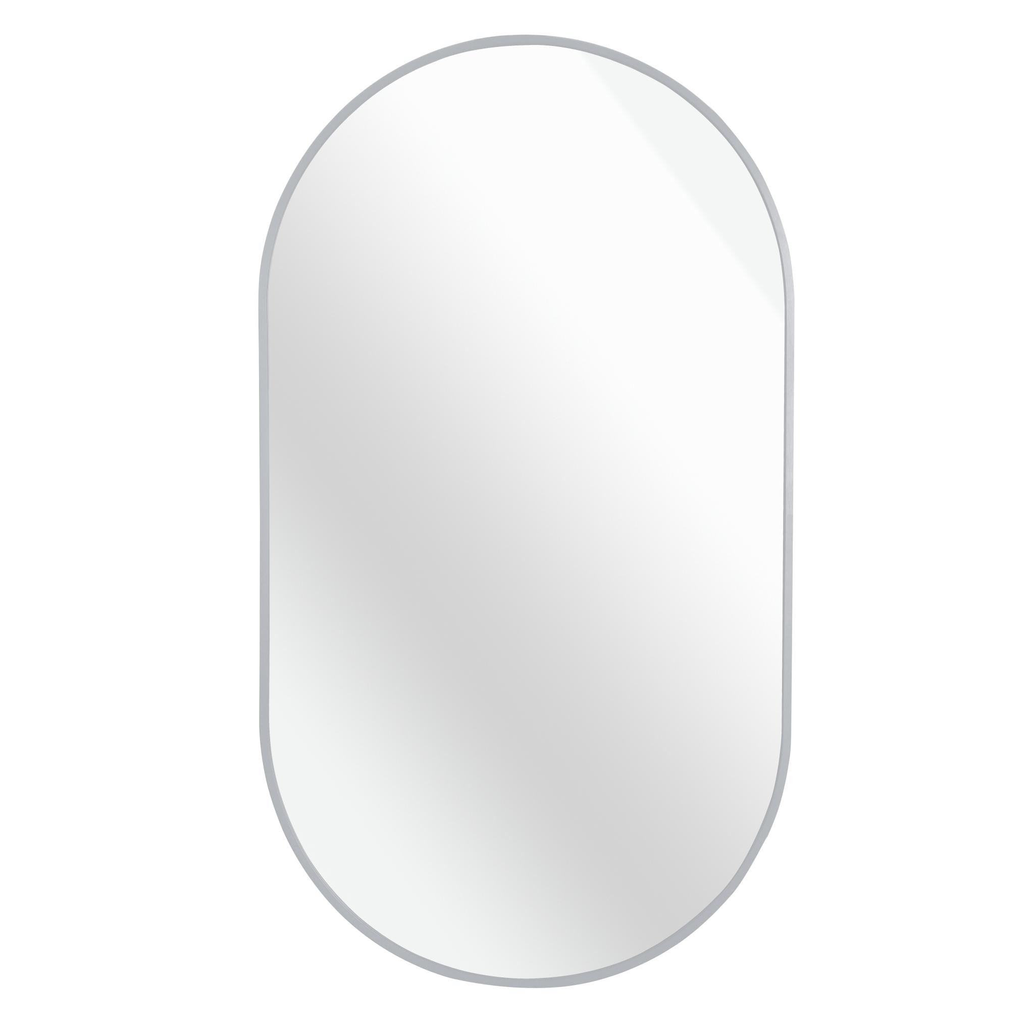 28" Silver Aluminum Oval Framed Accent Mirror - Bed & Bath