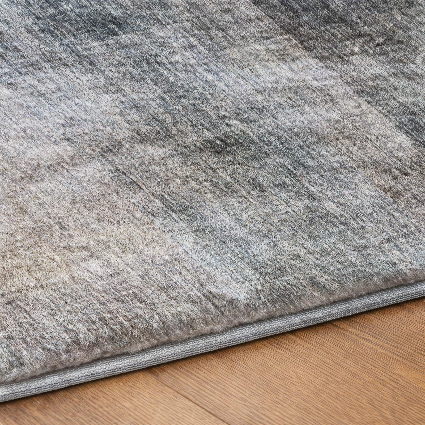 5' X 8' Navy Blue And Gray Geometric Shag Washable Area Rug With UV Protection - Home & Garden