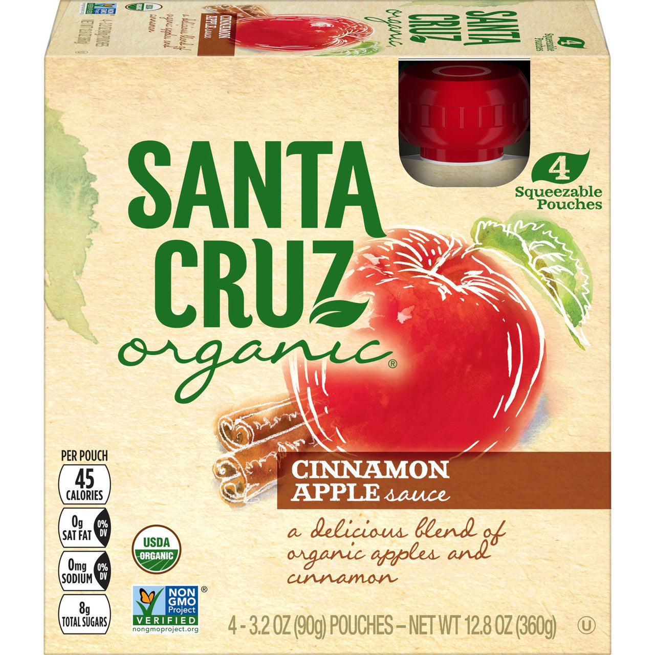 Santa Cruz Organic Apple Sauce Cinnamon (6X4 Ct) - GreatEagleInc