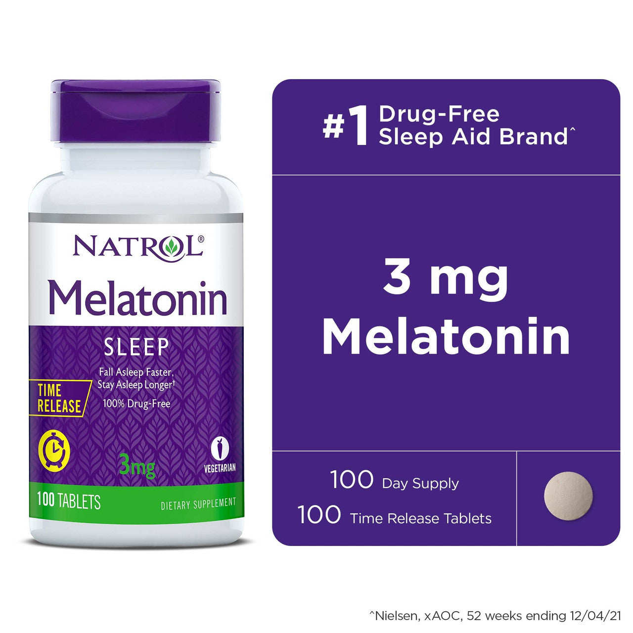 Natrol Melatonin Time Release 3mg 100 (1x100 TAB) Default Title