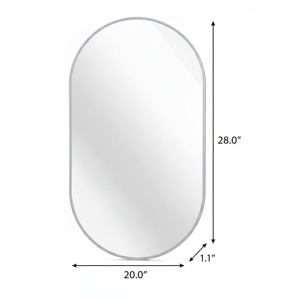 28" Silver Aluminum Oval Framed Accent Mirror - Bed & Bath