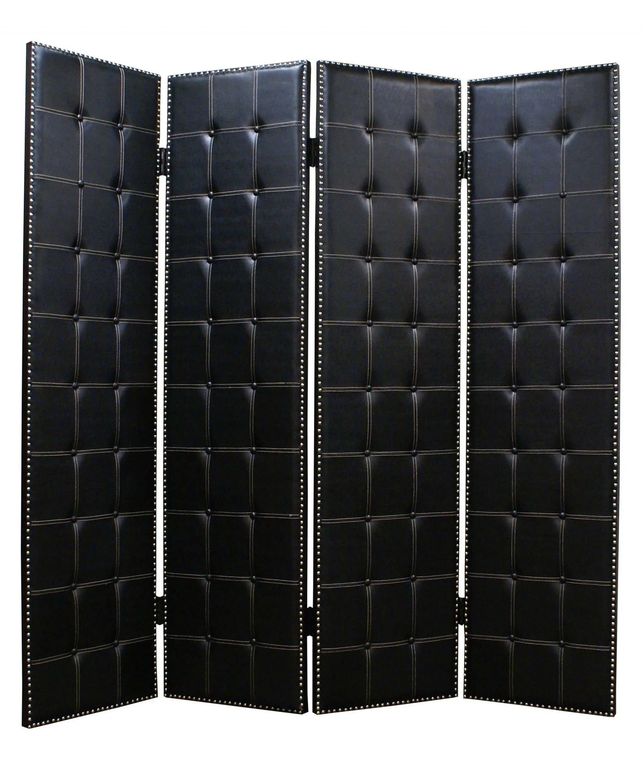 84 X 84 Black Faux Leather  Screen Homeroots Home Decor