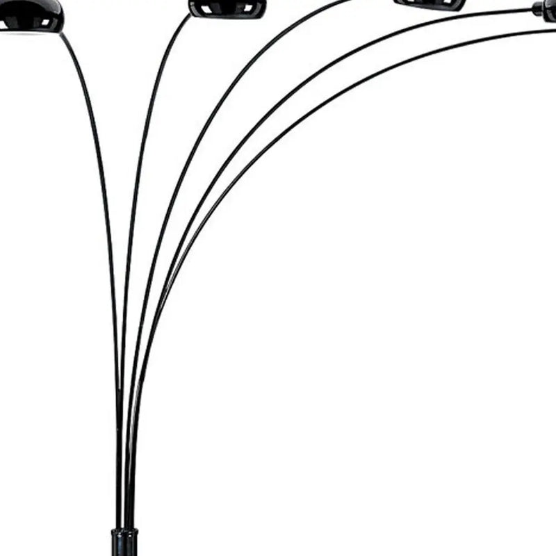 84" Black Five Light Arc Floor Lamp With Black Dome Shade Homeroots Lighting