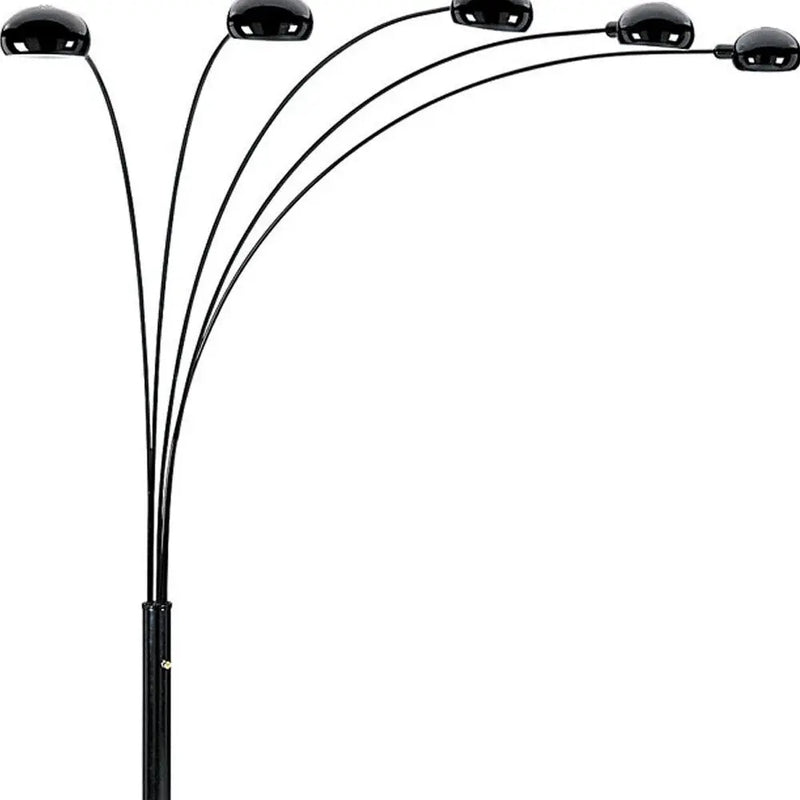 84" Black Five Light Arc Floor Lamp With Black Dome Shade Homeroots Lighting