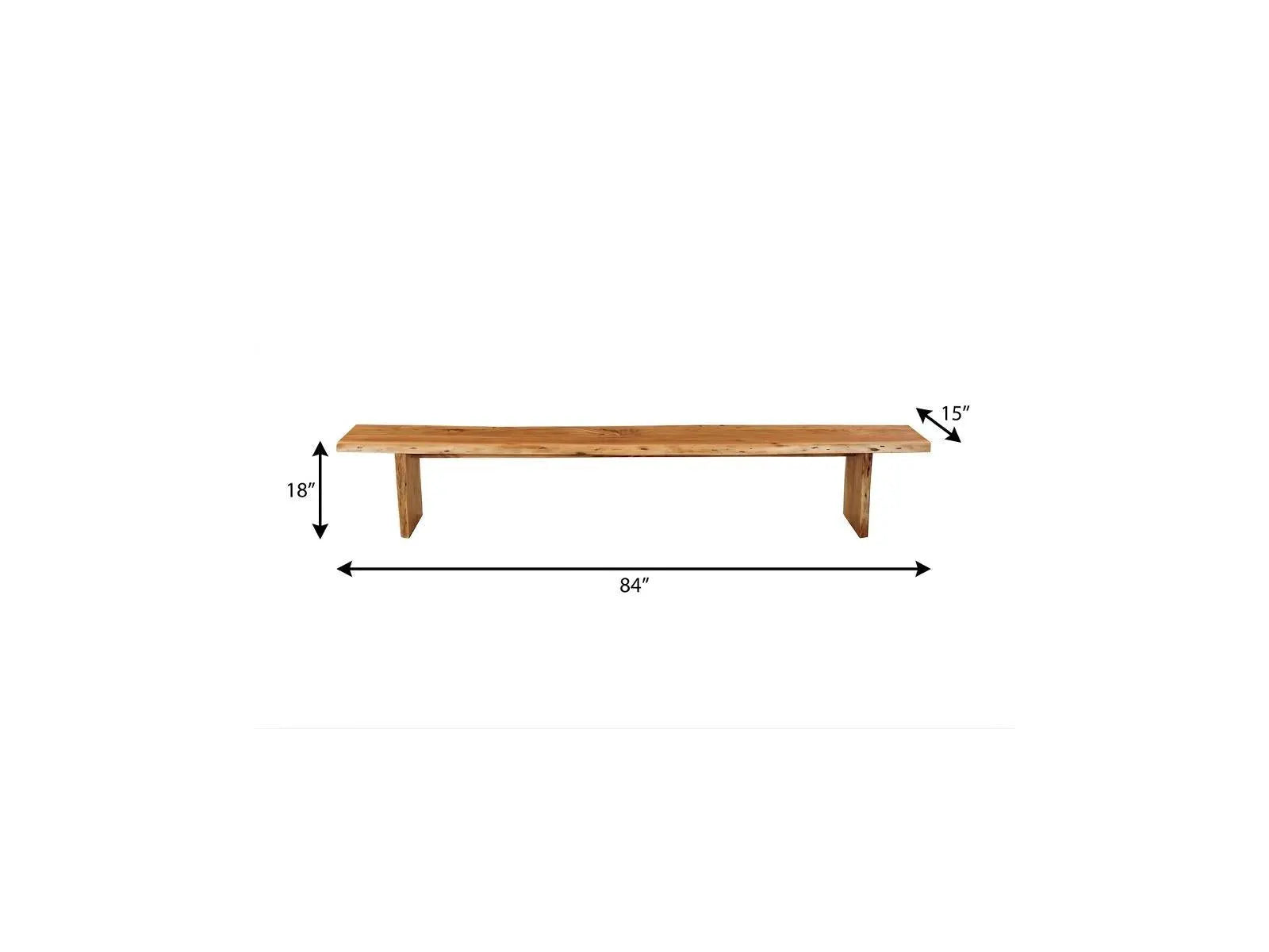 84" Brown Solid Wood Live Edge Dining Bench Homeroots Living Room