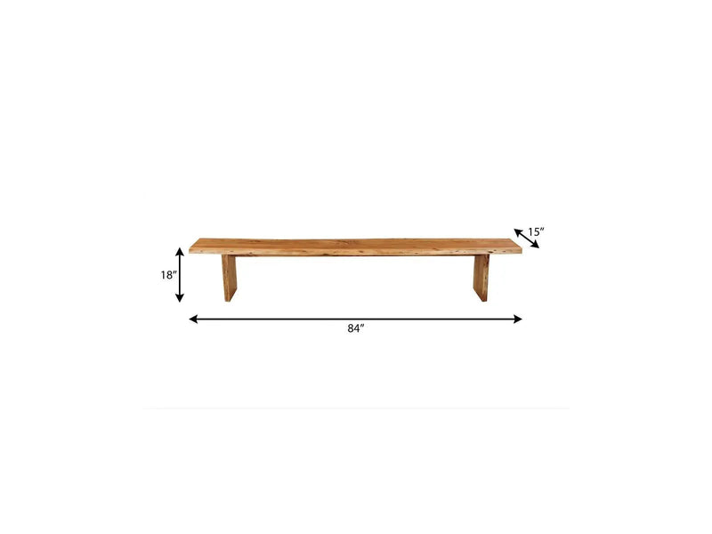 84" Brown Solid Wood Live Edge Dining Bench Homeroots Living Room