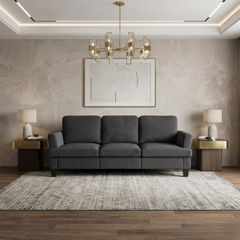 84" Dark Gray Corduroy Sofa Homeroots Living Room