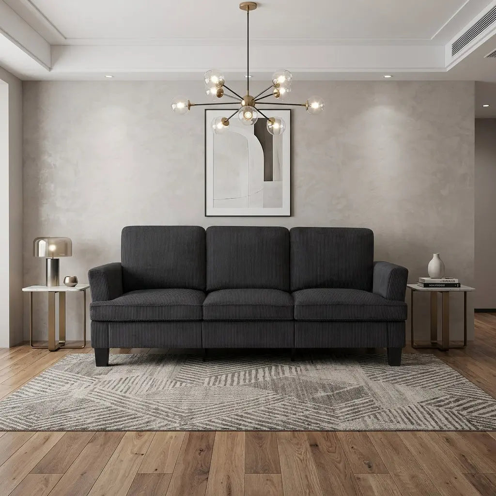 84" Dark Gray Corduroy Sofa Homeroots Living Room