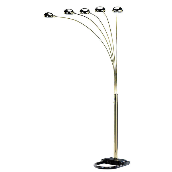84" Gold Five Light Arc Floor Lamp With Brass Metal Dome Shade Homeroots Lighting