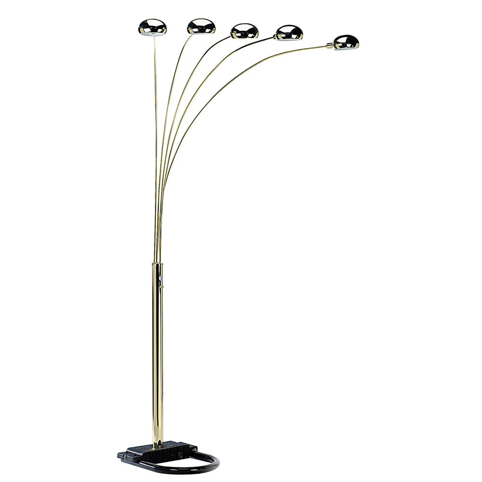 84" Gold Five Light Arc Floor Lamp With Brass Metal Dome Shade Homeroots Lighting