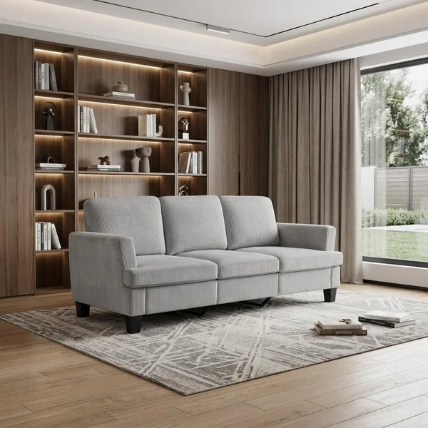 84" Gray Corduroy Sofa Homeroots Living Room