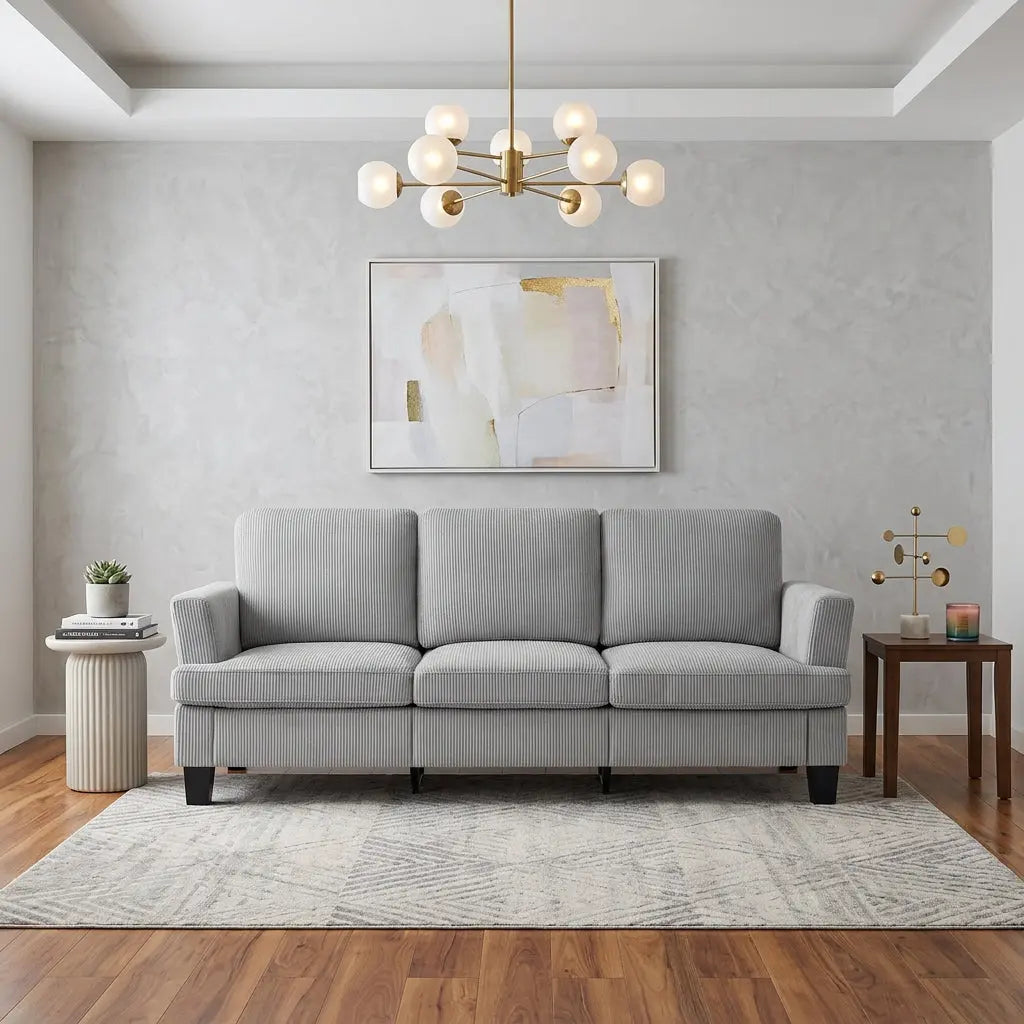 84" Gray Corduroy Sofa Homeroots Living Room