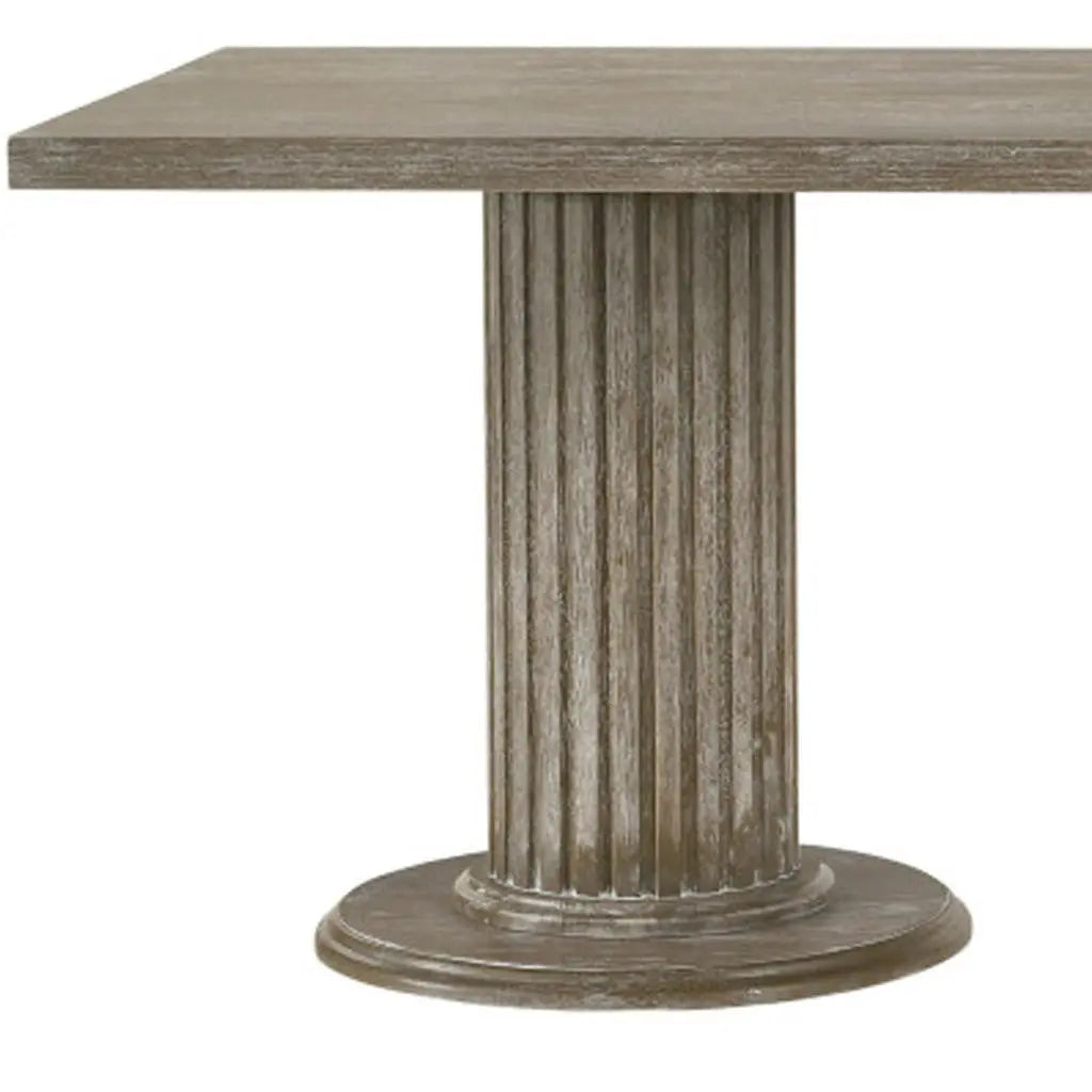 84" Gray Wood Double Pedestal Base Dining Table Homeroots Kitchen & Dining