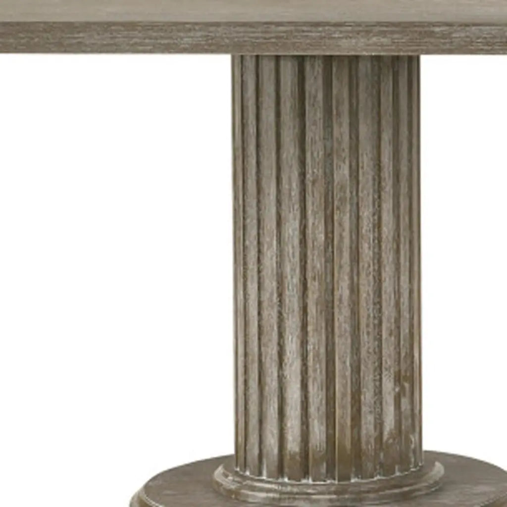 84" Gray Wood Double Pedestal Base Dining Table Homeroots Kitchen & Dining
