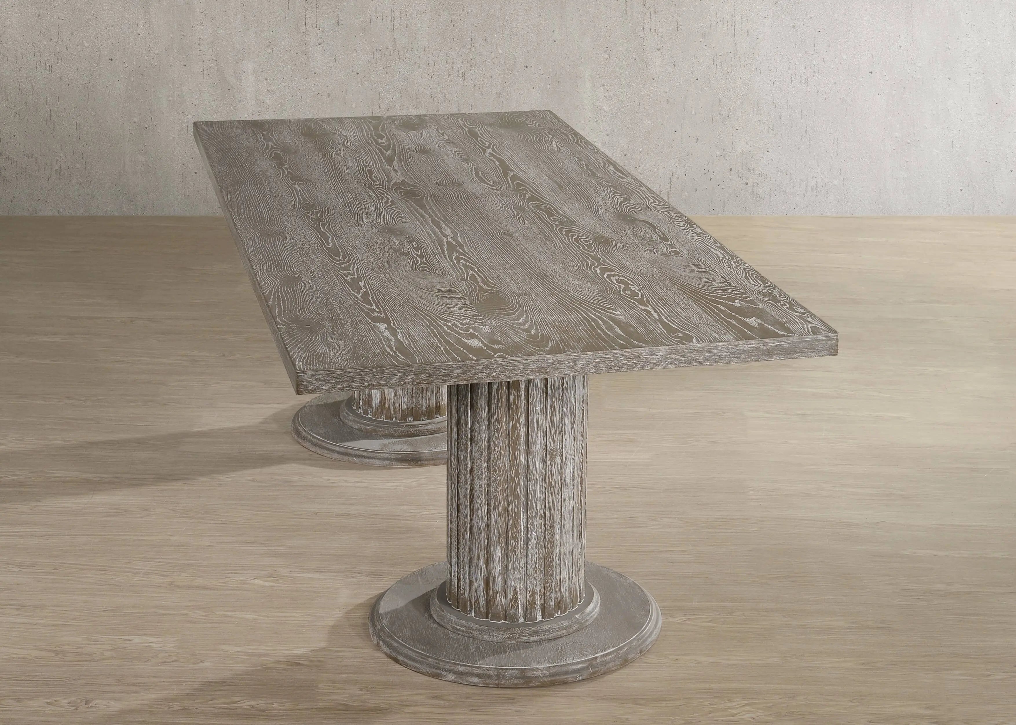 84" Gray Wood Double Pedestal Base Dining Table Homeroots Kitchen & Dining