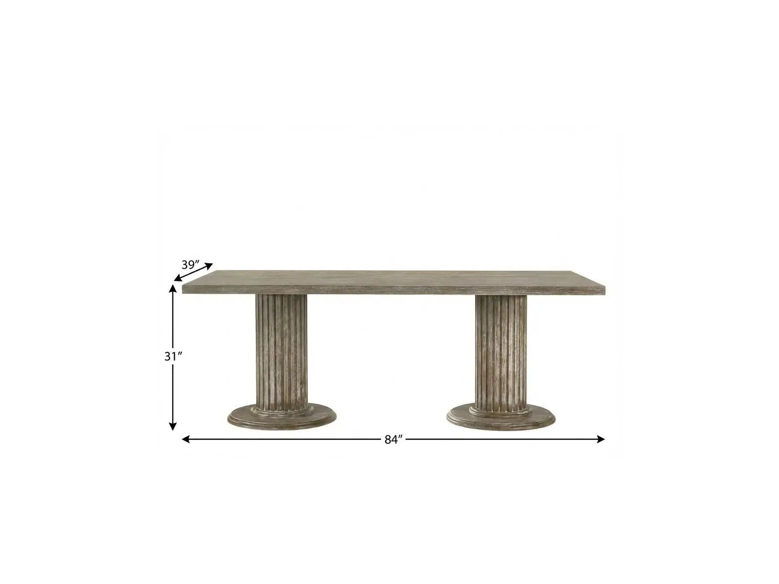 84" Gray Wood Double Pedestal Base Dining Table Homeroots Kitchen & Dining