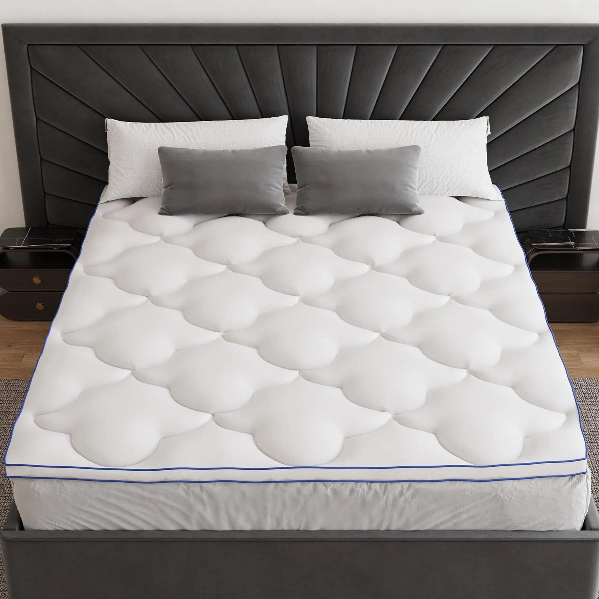 84" White Cotton Water Resistant Mattress topper with Removable Cover - GreatEagleInc