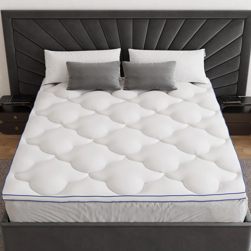 84" White Cotton Water Resistant Mattress topper with Removable Cover - GreatEagleInc