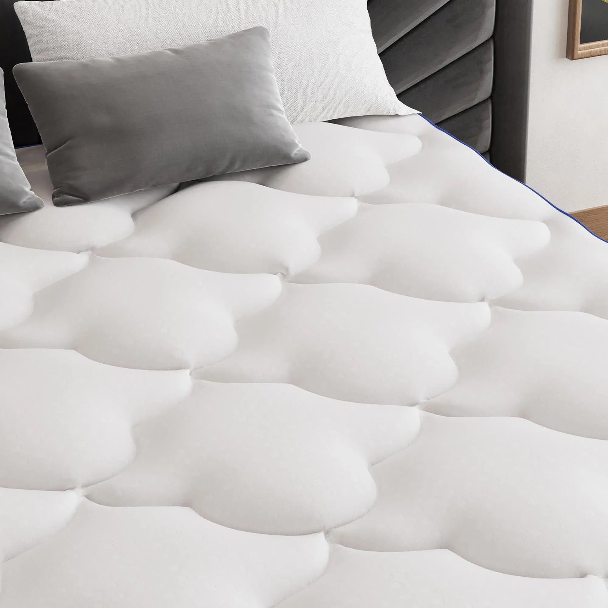 84" White Cotton Water Resistant Mattress topper with Removable Cover - GreatEagleInc