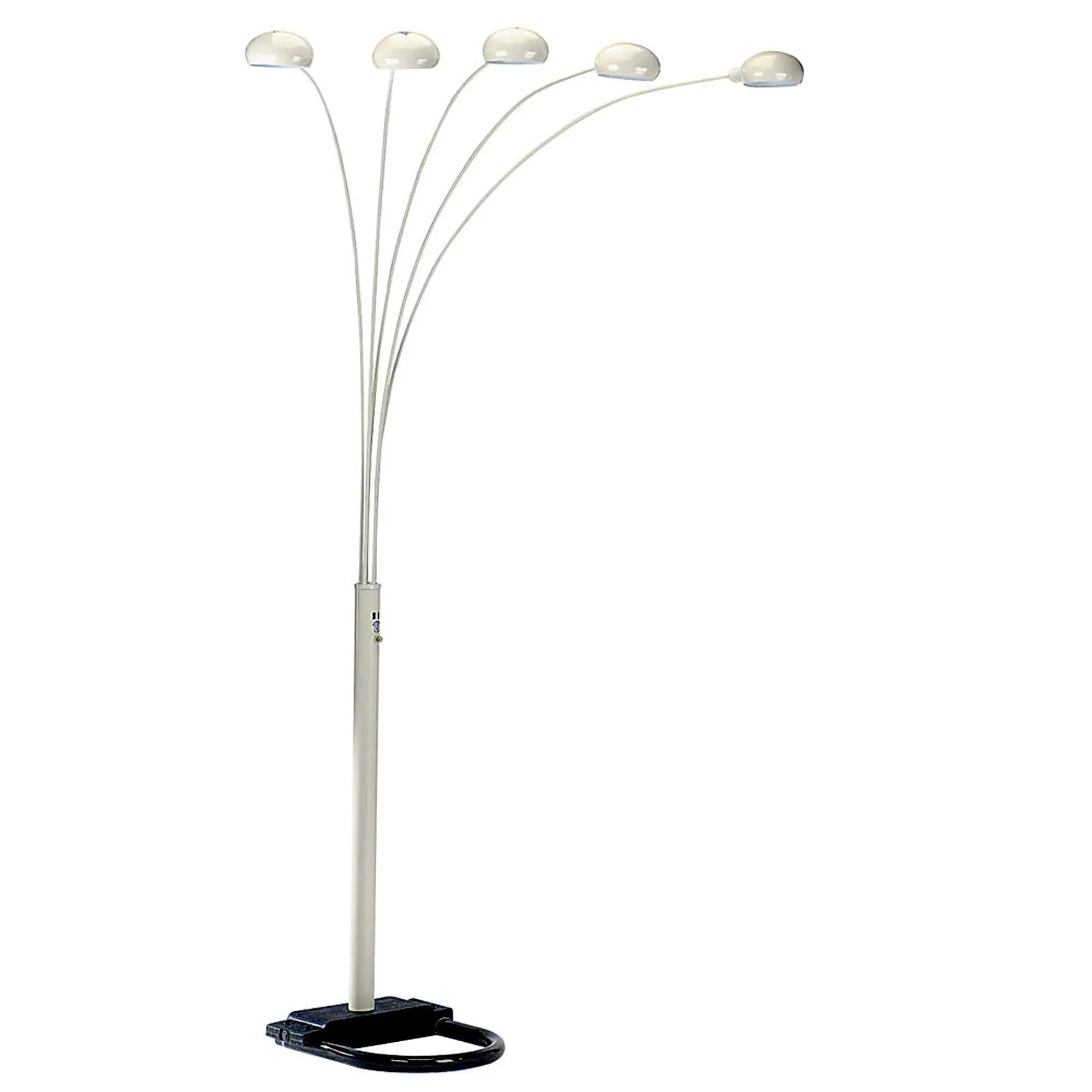 84" White Five Light Arc Floor Lamp With White Dome Shade Homeroots Lighting