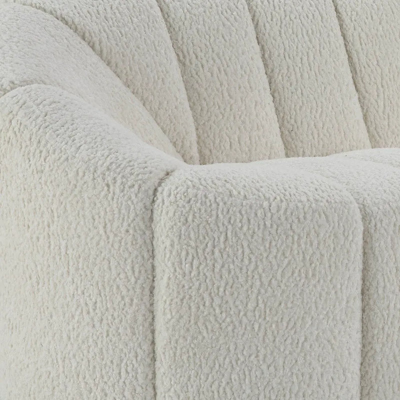 84" White Sherpa Sofa With Black Legs Homeroots Living Room
