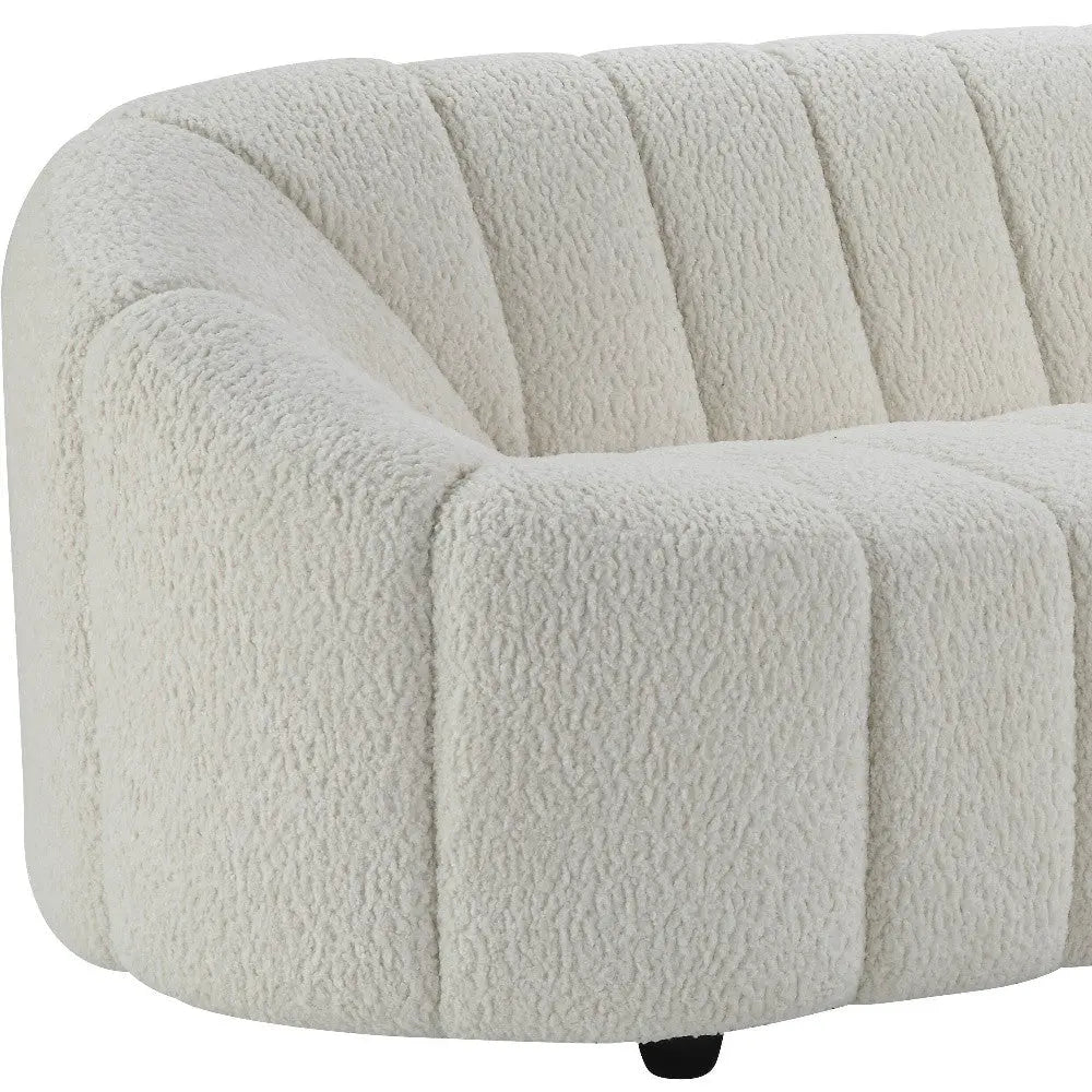 84" White Sherpa Sofa With Black Legs Homeroots Living Room