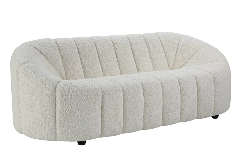 84" White Sherpa Sofa With Black Legs Homeroots Living Room