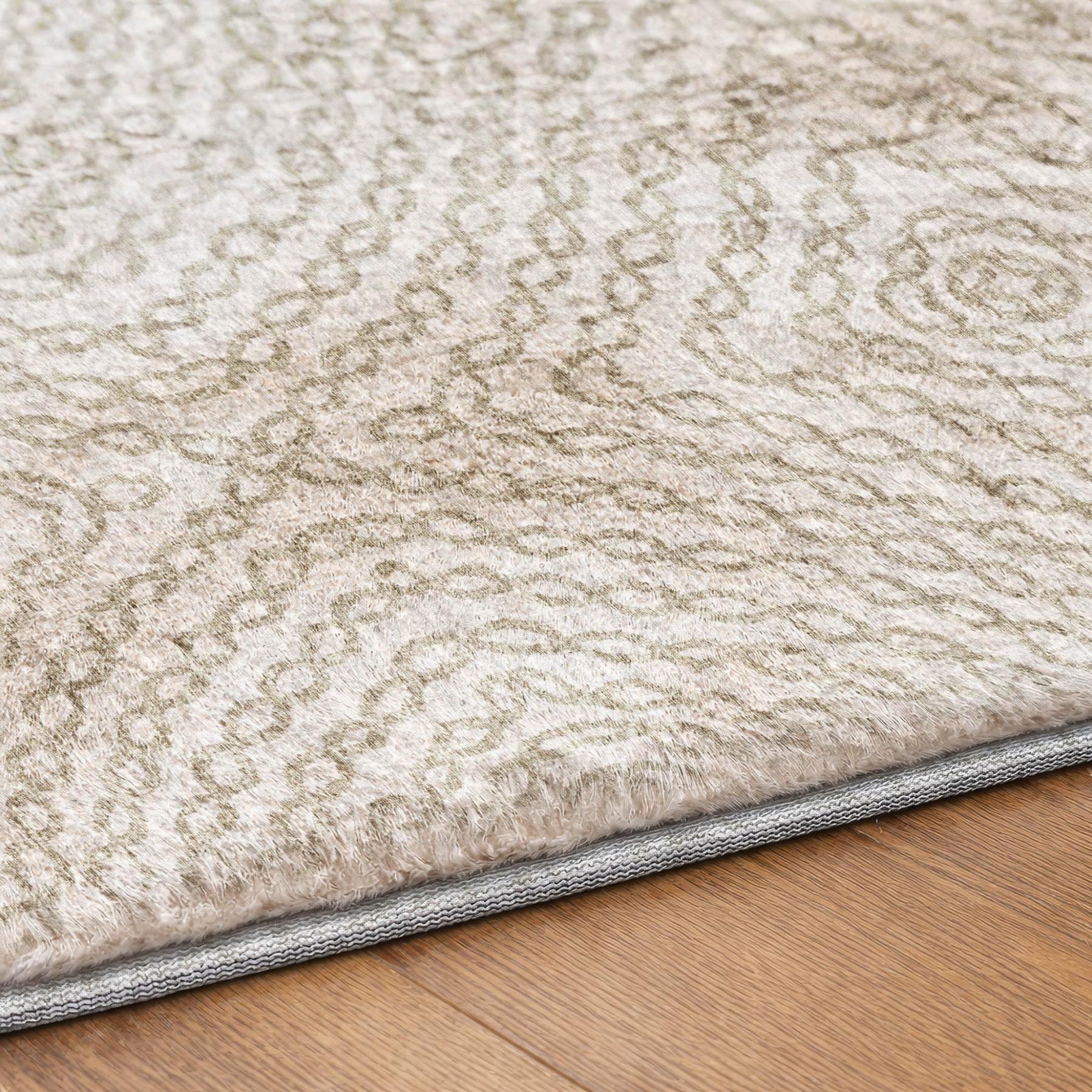 10' X 14' Linen And Taupe Abstract Shag Washable Area Rug With UV Protection - Home & Garden