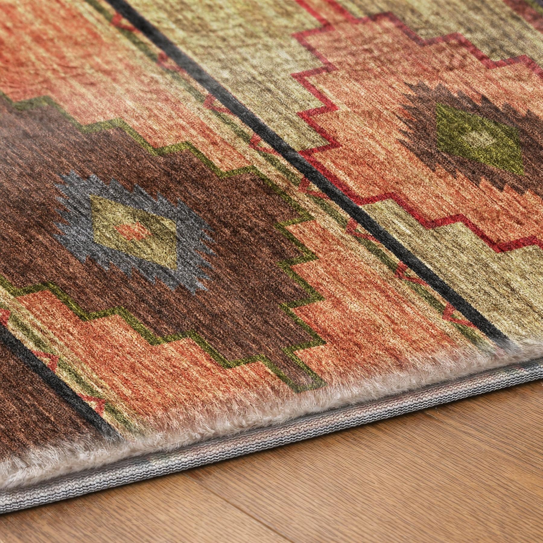 10' X 14' Brown And Chocolate Geometric Shag Washable Area Rug With UV Protection - Home & Garden