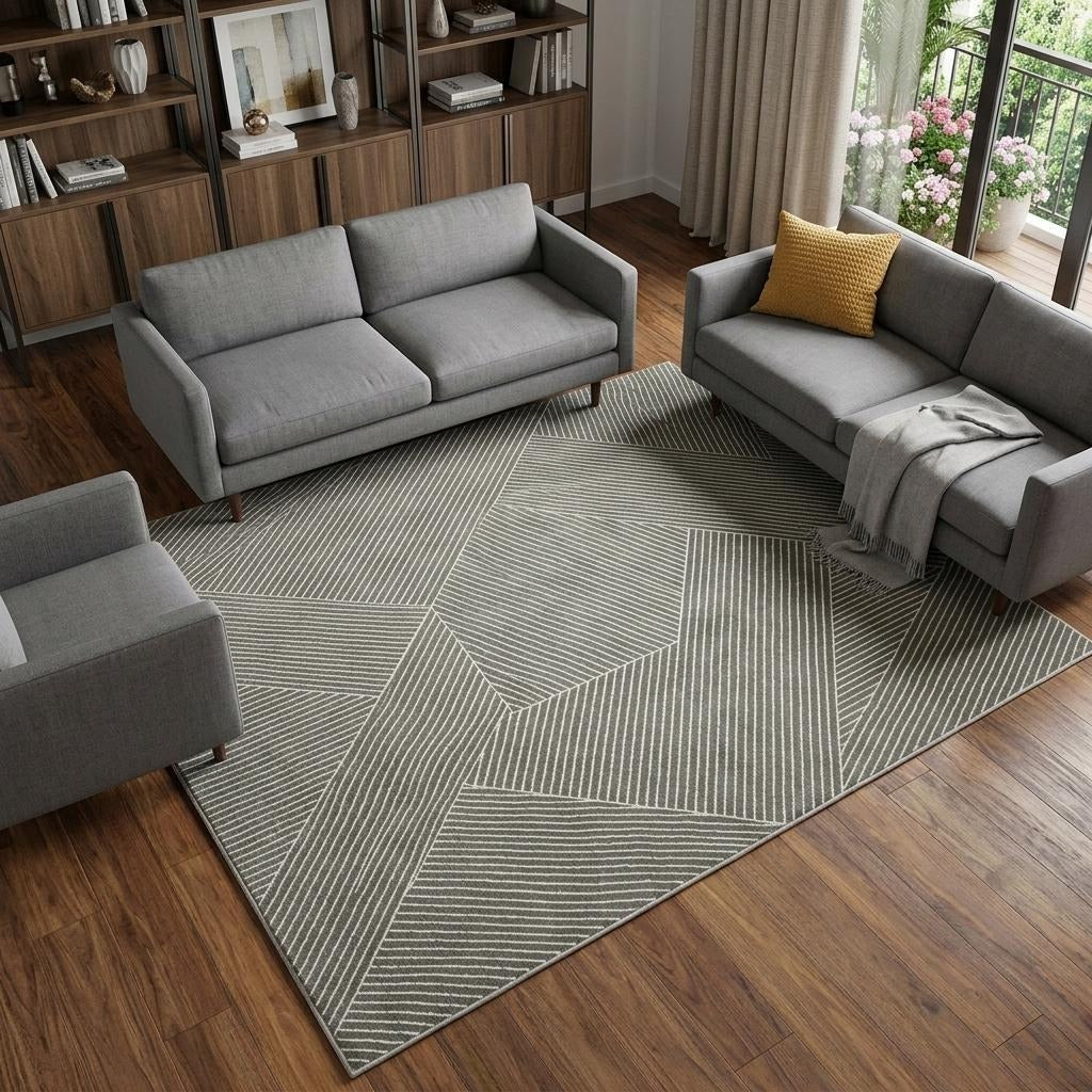10' X 13' Gray And Ivory Geometric Area Rug - Home & Garden