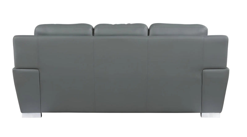 85" Gray Leather Sofa With Silver Legs Homeroots Living Room
