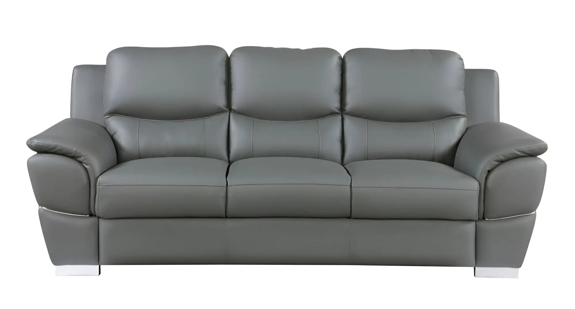 85" Gray Leather Sofa With Silver Legs Homeroots Living Room