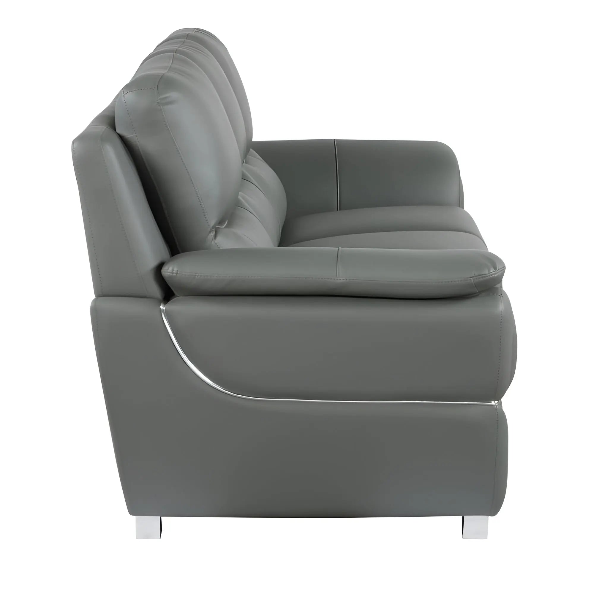 85" Gray Leather Sofa With Silver Legs Homeroots Living Room